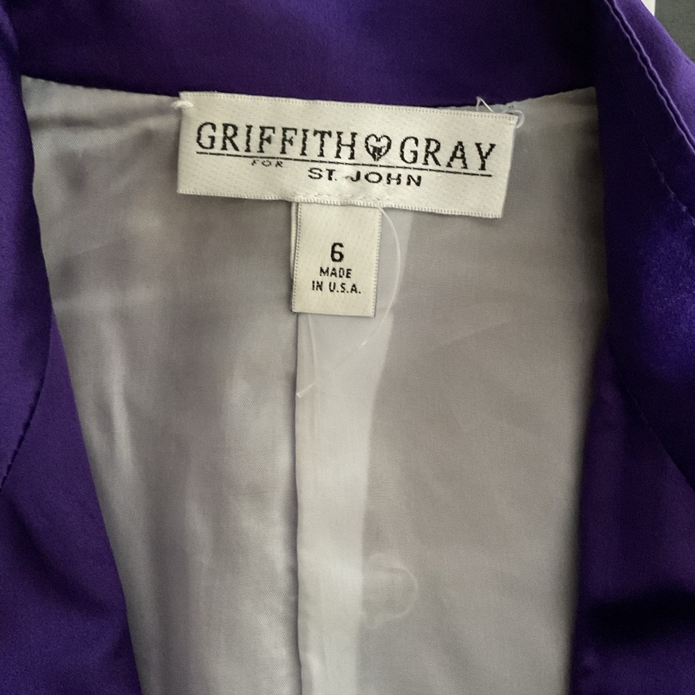 Vintage St. John Purple Bomber Jacket M Medium Griffith Gray Zip Designer Luxury - Picture 9 of 9